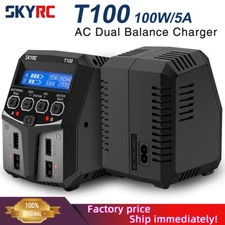 SKYRC T100 AC Lipo Battery Balance Charger Dual 5A 2X50W 2-4S RC Car Charger