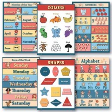 Educational Posters 6 Pack Preschool Classroom