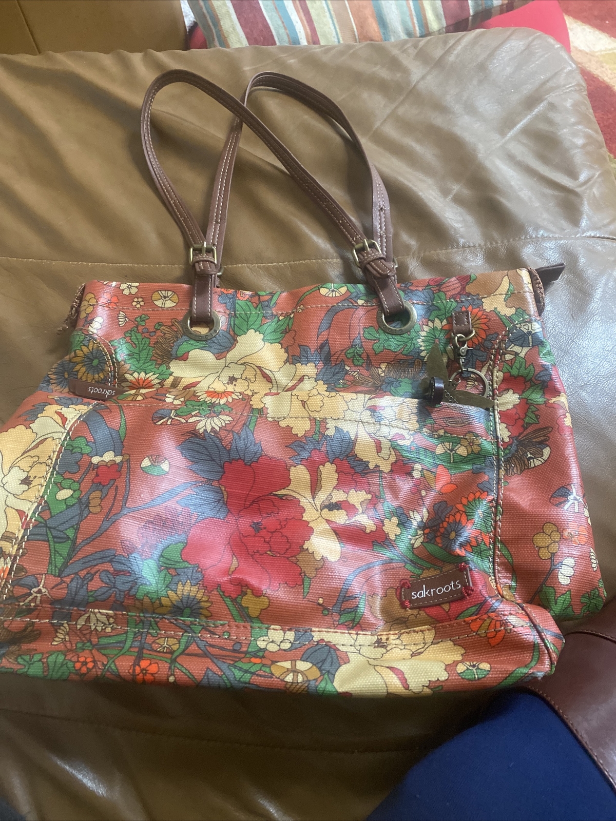 SAKROOTS Shoulder Bag Floral Roses Butterfly Colorful