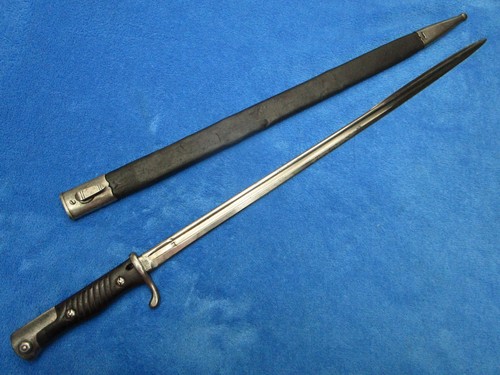 RARE ORIGINAL M1898 GERMAN EARLY ONE-PIECE GRIP ERFURT 1902 BAYONET AND SCABBARD