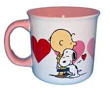 2024 Peanuts Snoopy Charlie Brown Hug Hearts Jumbo Coffee Mug Cup Valentines Day