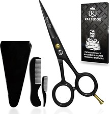 5" Professional Mustache  Beard Scissors With 1 Beard, 1 5 inches, Black