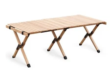 S'more Folding Picnic Table, Portable Camping Table with M-90CM, Burly Wood 