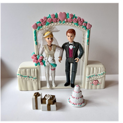 Vintage Fisher-Price Loving Family Wedding Playset Bride Groom Arch Cake Lot