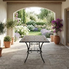 Tavolo da Giardino Rettangolare Ferro/Cemento 145x83 Mosaico Cipro Esté Galileo