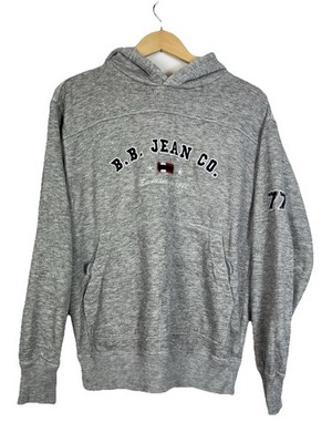 Vintage Bugle Boy B.B. Jean Co 77 Hooded S Sweatshirt Hoodie Gray Heather Y2K