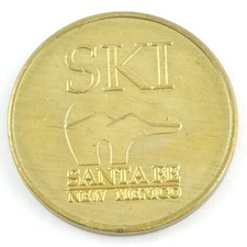 Ski Santa Fe New Mexico Token No Cash Value Polar Bear Gold Tone Souvenir