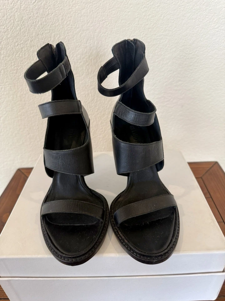 Helmut Lang Zenith Tacones de Cuero Negro con Cremallera Trasera Talla 37 | Hecho en Italia | Nuevos Foto 3 de 4