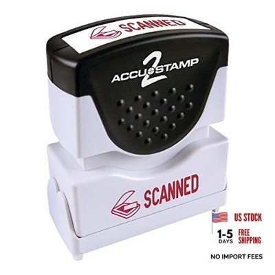 Accu-Stamp2 Shutter One-Color Stamp, ''Scanned'', 1 5/8'' x 1/2'' Impression, Red 