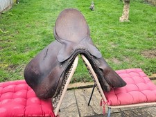 Vintage 17" Brown Leather Horse Saddle