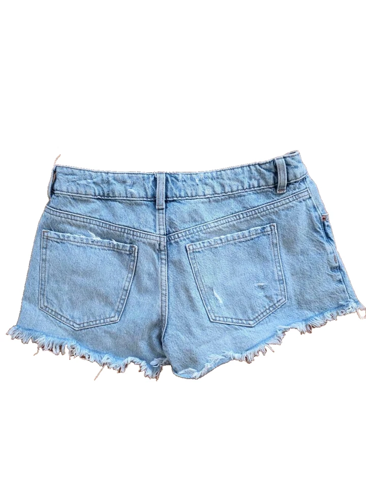 Pantalones cortos de mezclilla lavado ligero de garaje azul talla 27 A001055 Foto 2 de 4