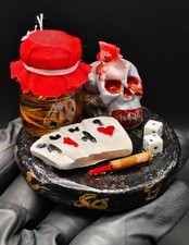 Hong Prai Calavera Vela Tarjeta Aceite Dados Fortuna Negocios Regalo Amuleto Tailandés CK1284