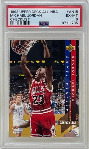 Michael Jordan 1993 Upper Deck All NBA Checklist Chicago Bulls Card #AN15 PSA 6