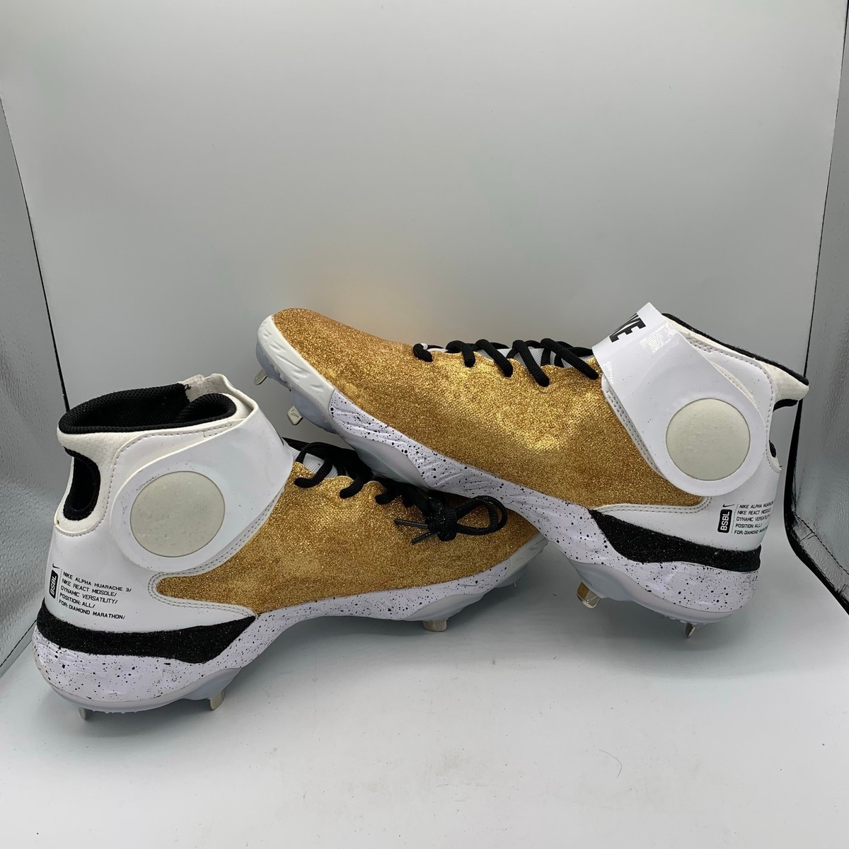 Nike Alpha Huarache Elite 3 Mid Baseball Cleats Mens Size 13 Gold