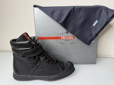 NIB PRADA Sport Black Nylon Leather High Tops...