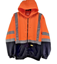 New York Hi-Viz Workwear Men's Safety Reflective Softshell Zip Hoodie Sz 4XL