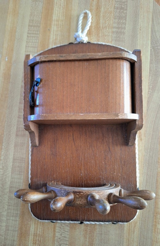 London Leather Wood Wall Mounted Letter Holder Key Rack Brown Compartment
