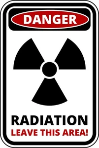 Danger Radiation Leave This Area Self Adhesive Warning Sticker