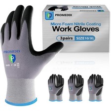 3 Pairs Nitrile Coated Work Gloves for Gardening, Mechanic, Fishing - XL