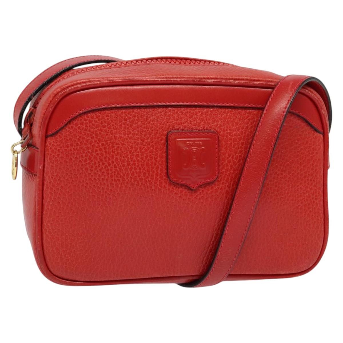 Celine Shoulder Bag Leather Red Leather Shoulder Bag Bag (Pre-Owned)