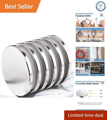 1.26'' Neodymium Disc Magnets - Pack of 6 with 18 lb Pull Force for DIY Projects