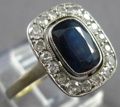 1.60CT OLD MINE DIAMOND & AAA SAPPHIRE 14K 2 TONE GOLD 3D ENGAGEMENT RING #27772