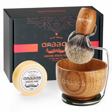 Badger Hair Shaving Brush with Wood Handle,Large Soap Bowl,Stainless Steel Shavi