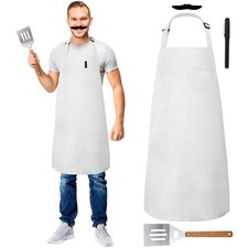 4 Pcs Halloween Chef Costume for Adult Include White Chef Apron with Pocket F...