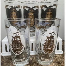 Drinking Glasses Set of 5 Andrew Jackson Presidential History Independence Hall