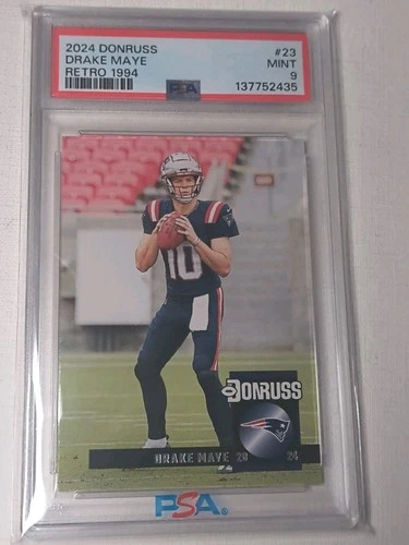 Graded 2024 Panini Donruss Drake Maye #23 Retro 1994 Rookie Football Card PSA 9