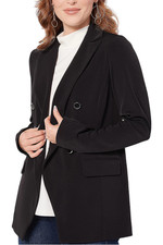 GRAVER Susan Graver LK Fusion Double-Breasted Blazer Black