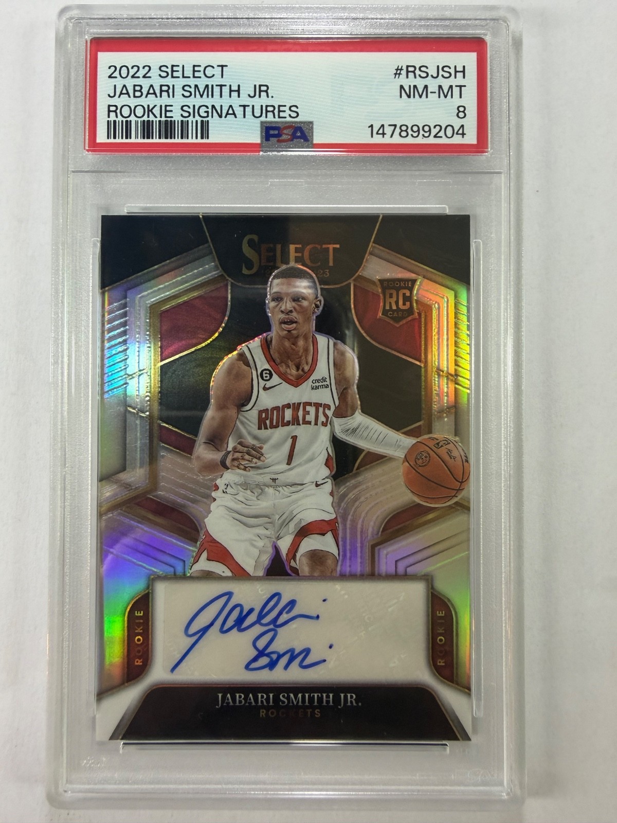 2022-23 Panini Select Basketball Jabari Smith Jr Rookie Silver Auto /249 PSA 8