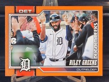 2026 Topps Series 1 Celebration #299 Riley Greene ORANGE DUGOUT PEEKS #25/25 SSP