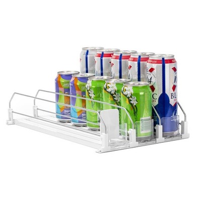 Drink Organizer for Fridge, Width Adjustable Water Bottle Pusher Glide, -Push...