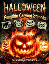 Halloween Pumpkin Carving Stencils: 50 Detailed Jack-o'-Lantern Templates for Pu