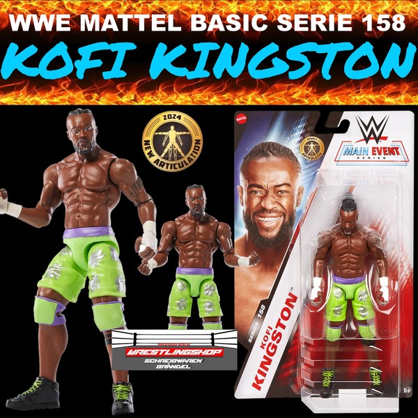 Wwe Mattel Basic Main Event Serie 158 Kofi Kingston Wrestling Action Figur Elite-image