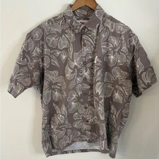 Local Motion Hawaiian tropical floral cotton short sleeve button up shirt SZ LG