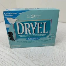 Dryel At Home Dry Cleaning Kit Refill 6 Cloths Clean Breeze 24 Garments NOS