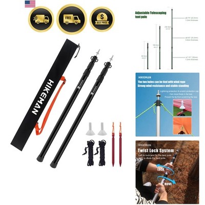 Camping Tent Poles Adjustable Telescoping Lightweight Aluminum for Tarps Awning