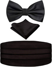 Multicolored Silk Solid Cummerbund for Mens Gift Bow Tie Set