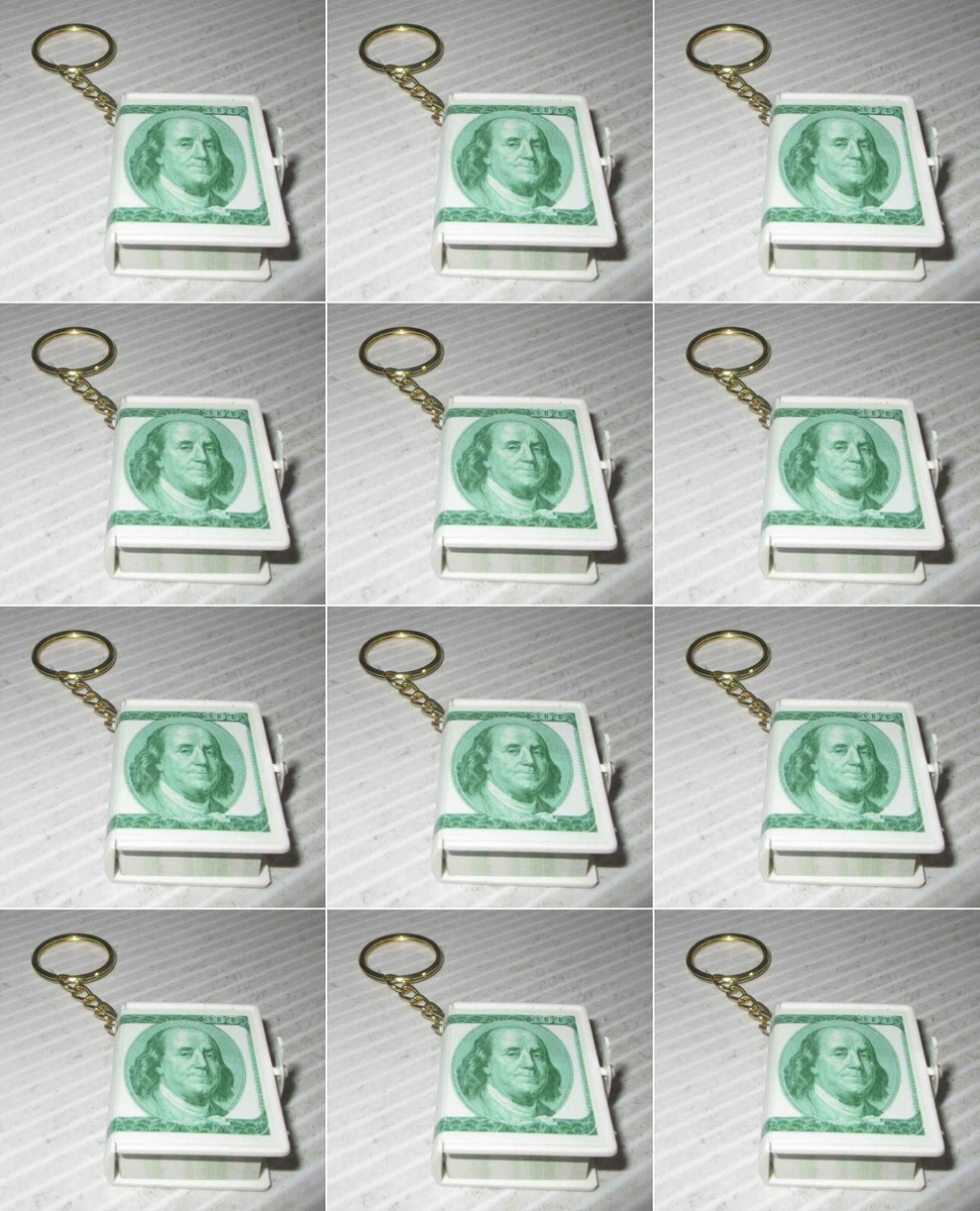 NEW Case of 12 Unbranded  $100 Bill Design Miniature Note Book Key Chains $30