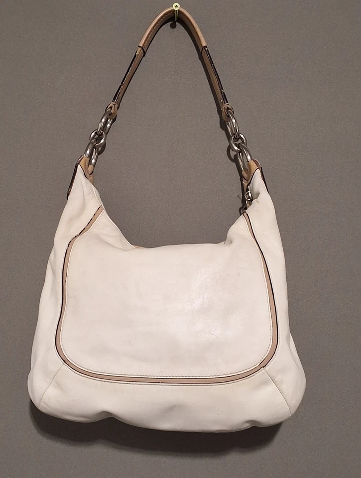 Bolso de hombro Coach Kristin Spectator de cuero blanco/beige B1376-F22509 Foto 2 de 4