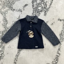 Giesswein Wool Sweater Kids 104 4T Made in Austria Bear Applique Boiled Wool