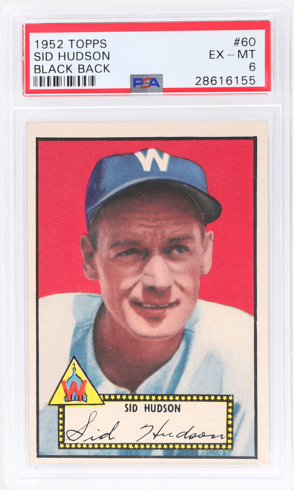 1952 Topps Sid Hudson Black Back #60A PSA 6