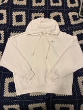 Alo Yoga Womens White Accolade Pullover Hoodie Sweatshirt Size Medium Soft Comfy