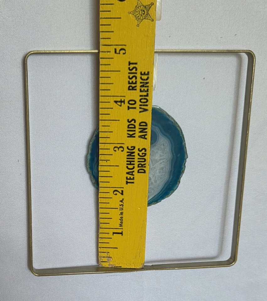 Colgante Atrapasol 3 Rebanadas de Ágata Azul Enmarcado Círculo Triángulo Cuadrado 15" Cuentas Foto 3 de 4