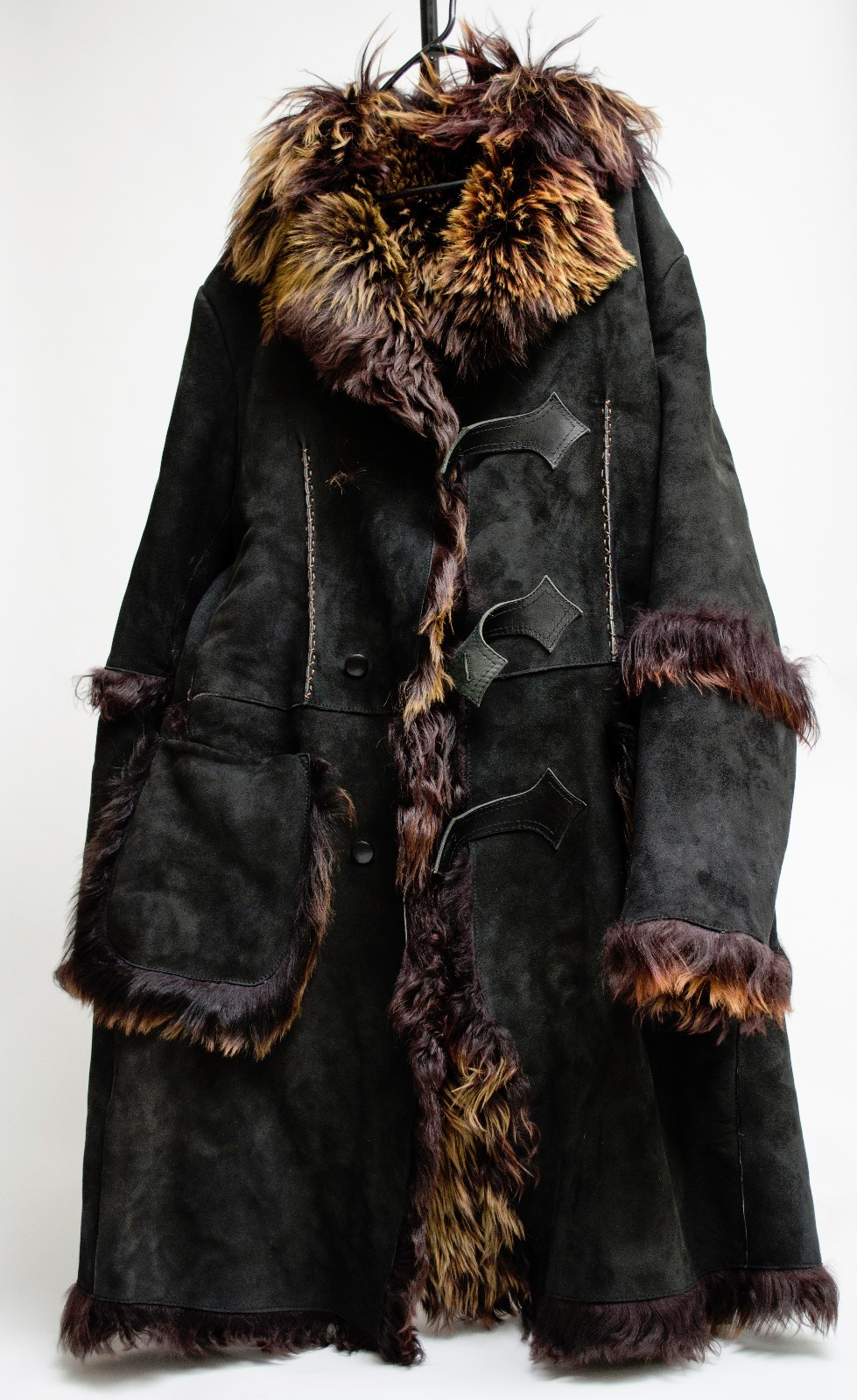 ONLY (200) MADE AUTHENTIC ROBERTO CAVALLI BLACK SUEDE SHEARLING LINED JACKET