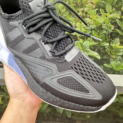 K♡ Adidas ZX 2K Boost J Black White Big Kid's Athletic Shoes