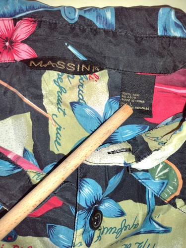 Vtg Massini 100% Silk Shirt Bartender Mens Large Las Vegas Gambling lightweight - Picture 8 of 9