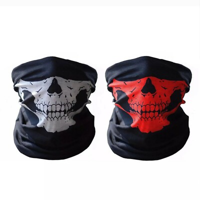  2 Ghost Biker Skull Hood Face Mask Motorcycle Ski Balaclava CS Sport Helmet  .